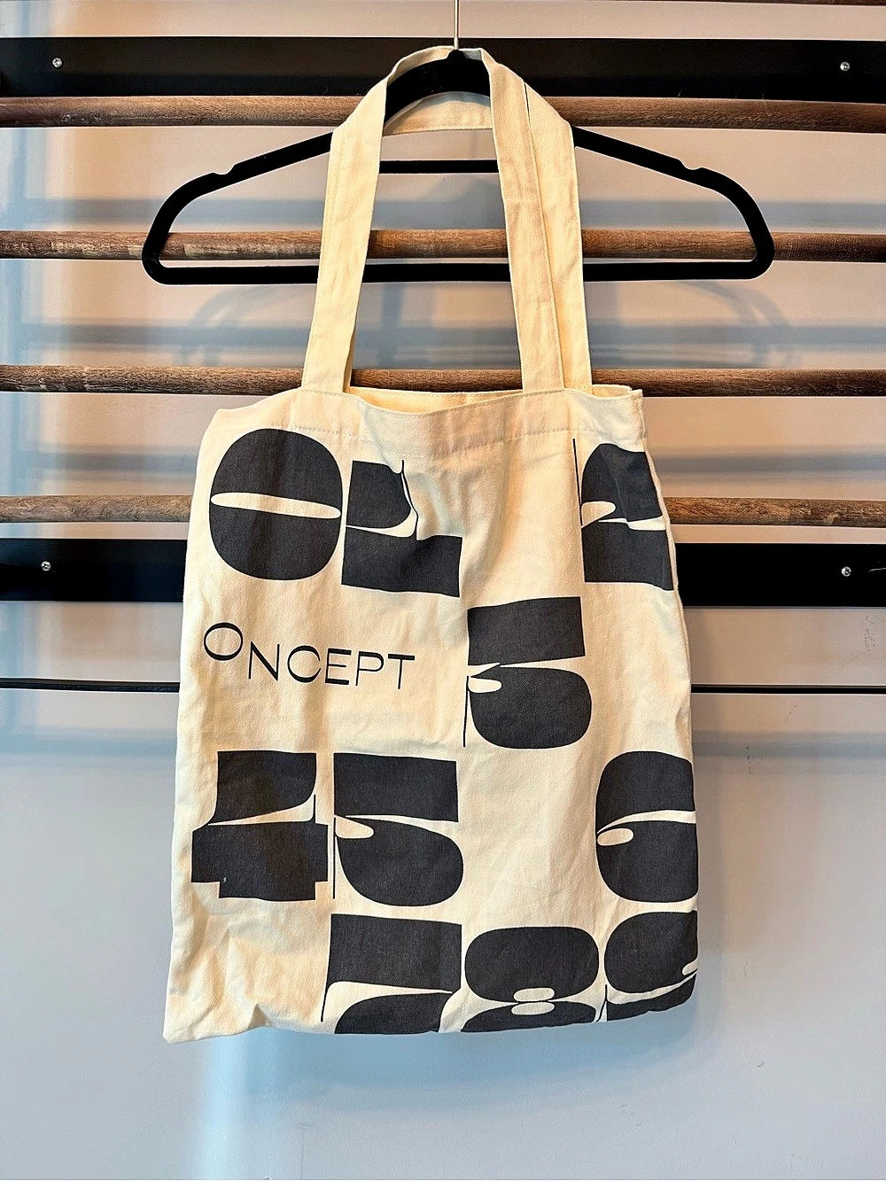 Oncept Sneakers Canvas Tote in Cream & Black